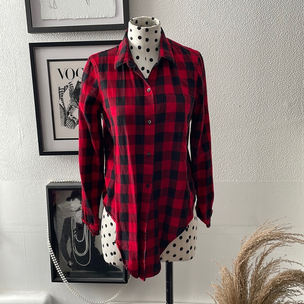 MADEWELL Buffalo Plaid Top with Tied Waist